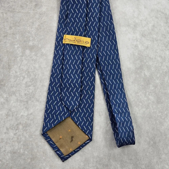 Nubio Blue Silver Diamond Stripe Geometric Silk Executive Neck Tie Men's - Picture 3 of 7